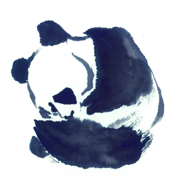 国画水彩熊猫图片