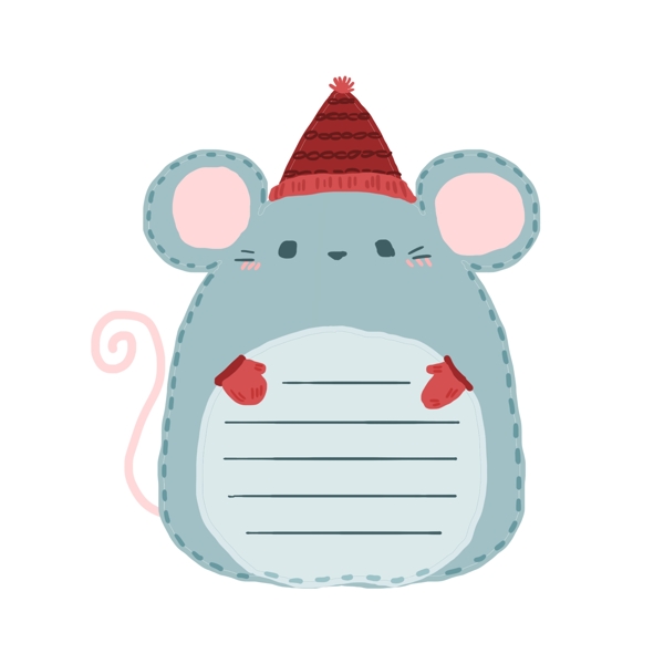 手绘动物老鼠对话框贴纸装饰设计元素