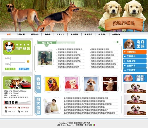 宠物狗公司信息网页模板