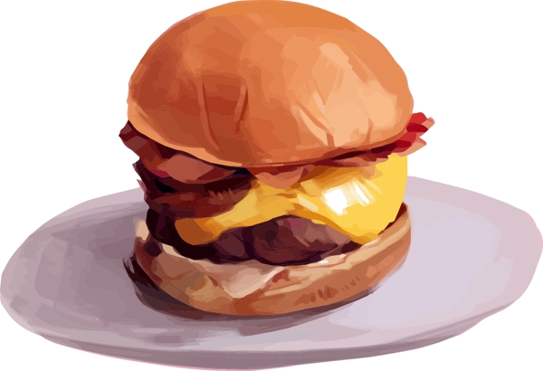 手绘食物汉堡元素