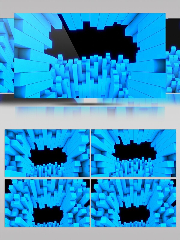 简约柱体堆积蓝色动感视频素材