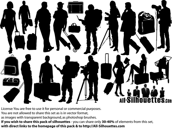 14款旅行人物剪影矢量素材图片
