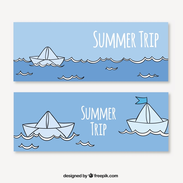 夏季横幅纸船
