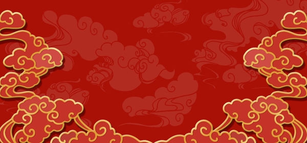 中国风祥云底纹红色背景图片