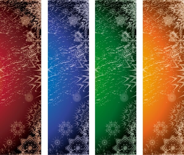 4丰富多彩的冬季抽象向量横幅集
