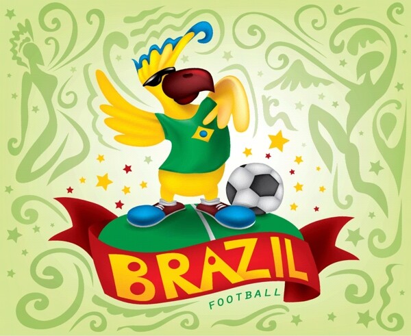 巴西世界杯鹦鹉背景矢量素材图片