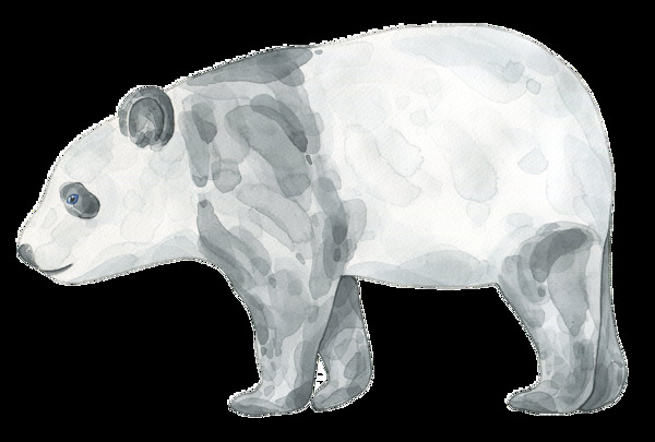简笔手绘画行走的熊猫装饰图案