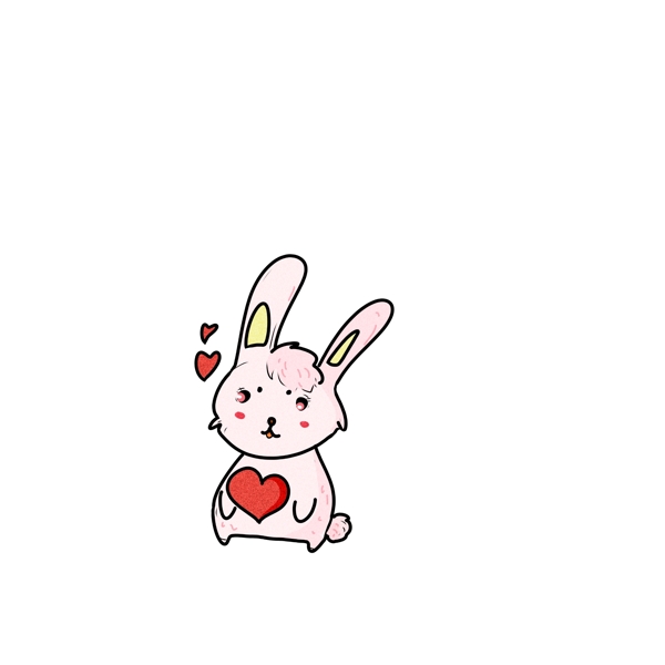 粉色的爱情小兔子插画