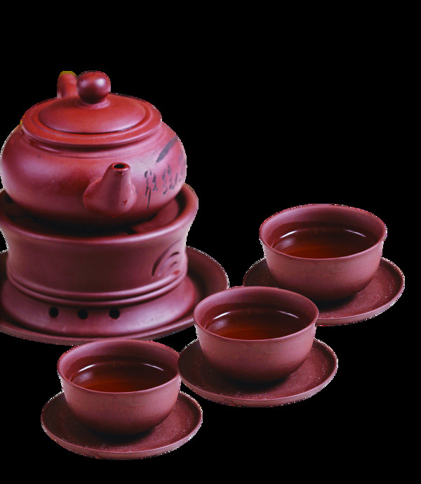 雅致深红色茶具产品实物