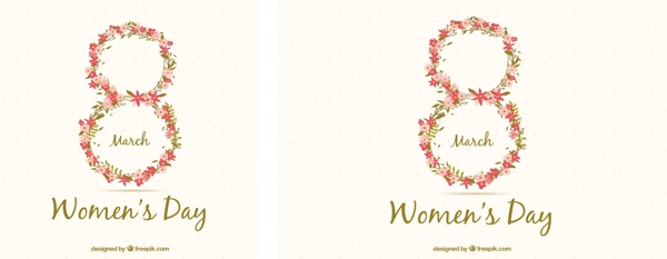 古董妇女日背景与八的花卉制成