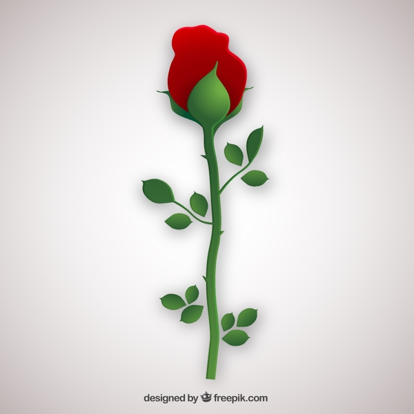 单枝红玫瑰花矢量素材
