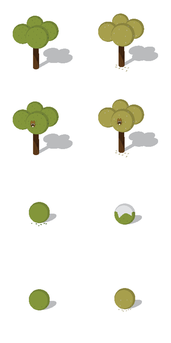 绿色卡通树木插画