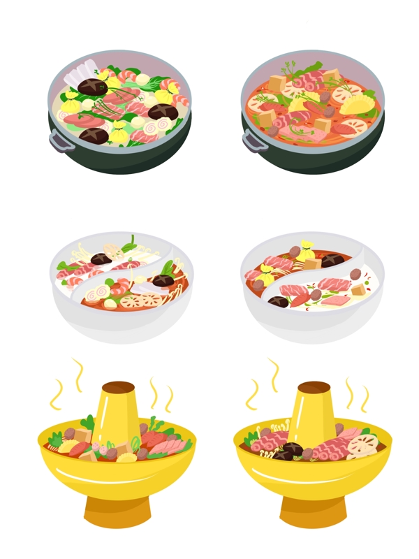 手绘美食火锅涮锅菜品系列