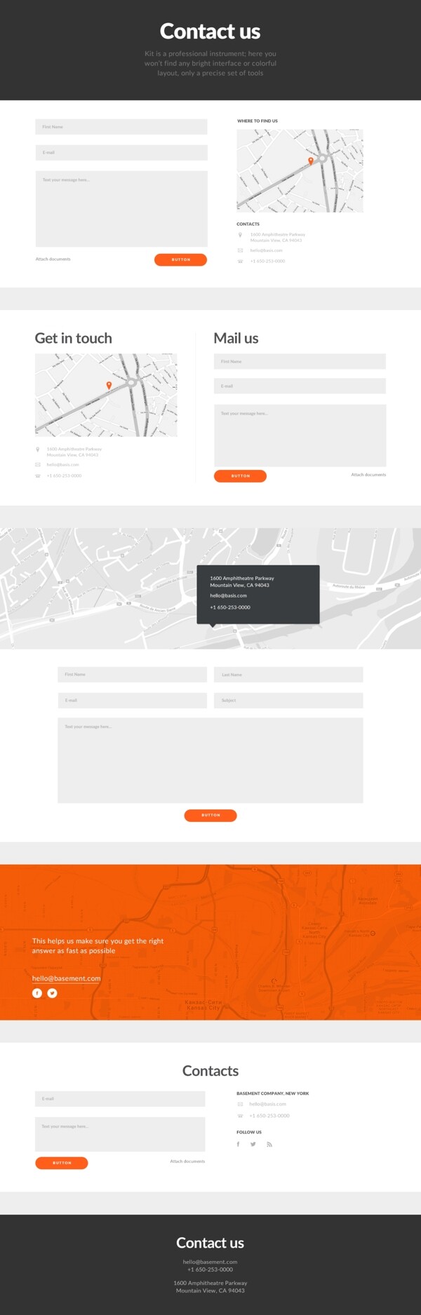 网站设计联系地址栏网页UI模板