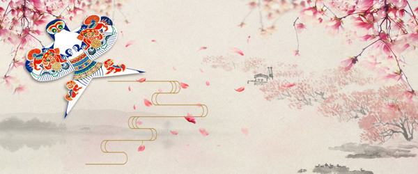 中国风花朵风筝背景图