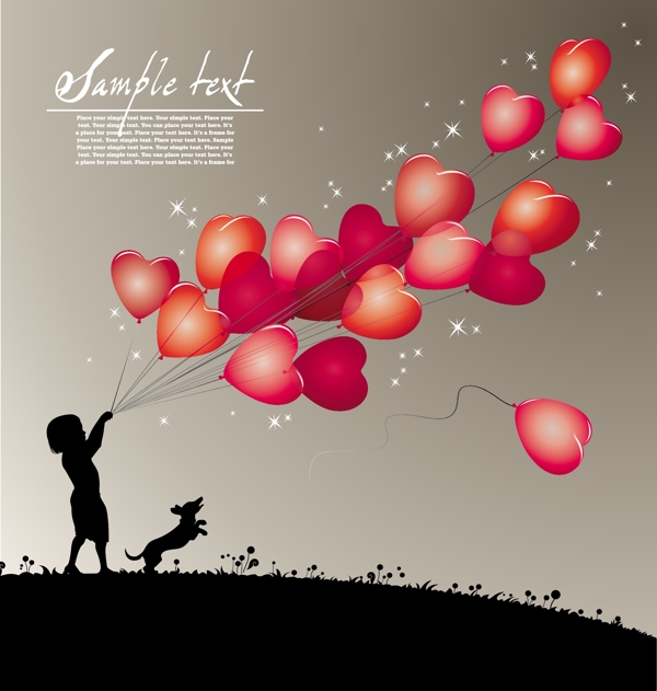 心形气球浪漫背景图片