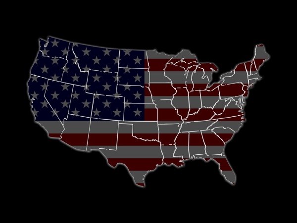 美国地图与国家的边界