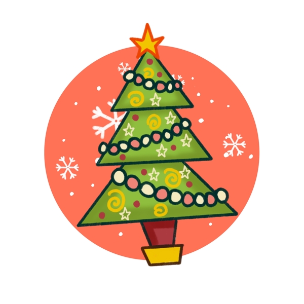 原创手绘风插画圣诞节日圣诞树设计元素