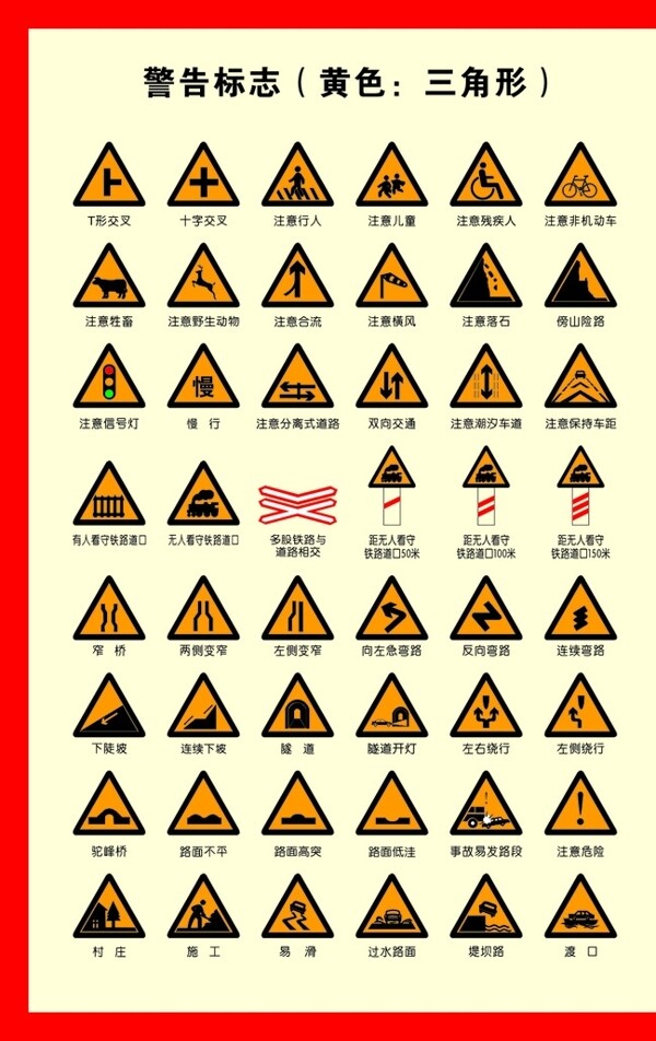 交通警告标志图片