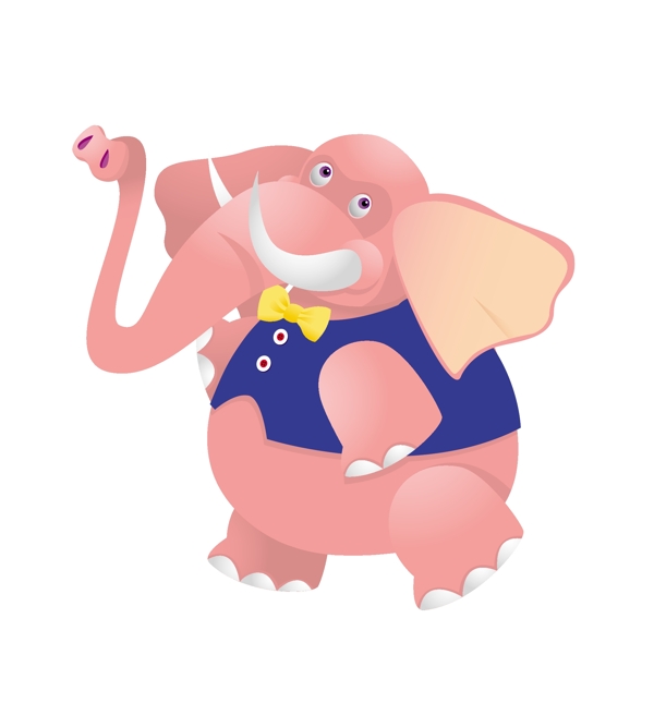 卡通粉红大象EPS