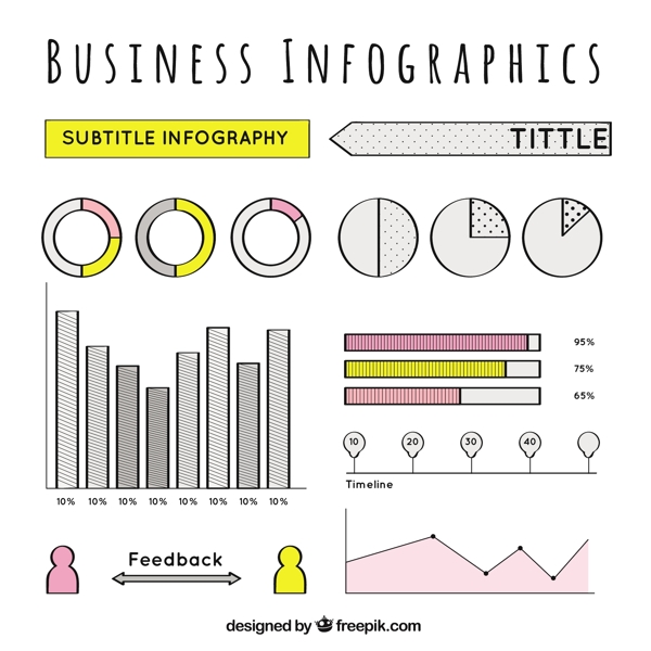 套手绘图表商业元素