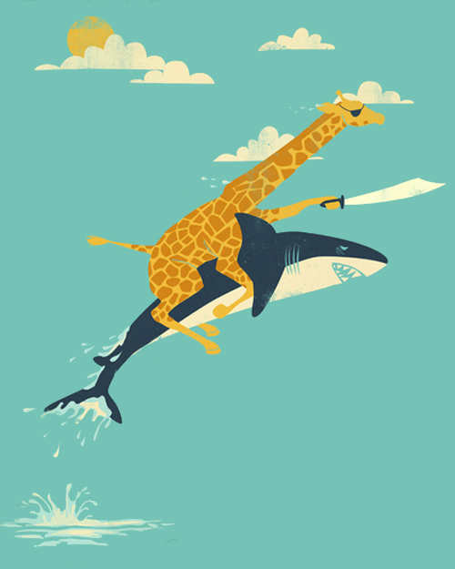 位图可爱卡通可爱动物长颈鹿鱼免费素材