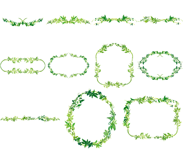 绿色清新植物边框插画