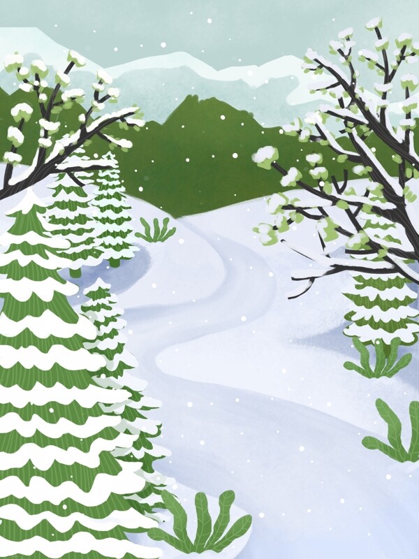 圣诞节雪地树木背景设计