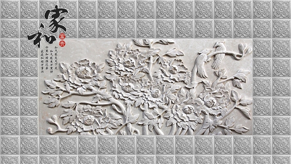 3D立体浮雕背景墙欧式花纹