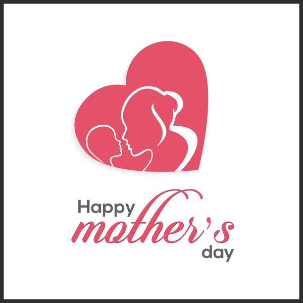母亲节心形可爱标志logo模板
