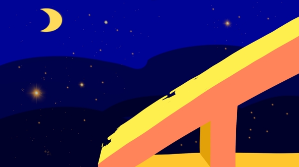 卡通夜空和倒放的字母A梯子背景设计