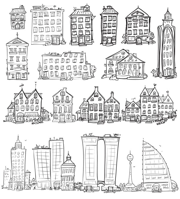 漫画城市建筑图片