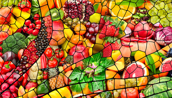 创意马赛克蔬菜和水果