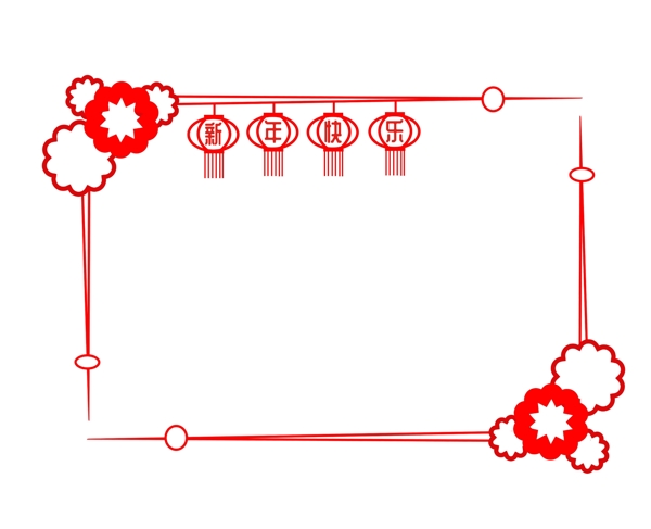 手绘红色新年线性边框