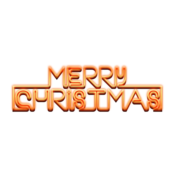 圣诞节MerryChristmas英文灯管橘色发光字