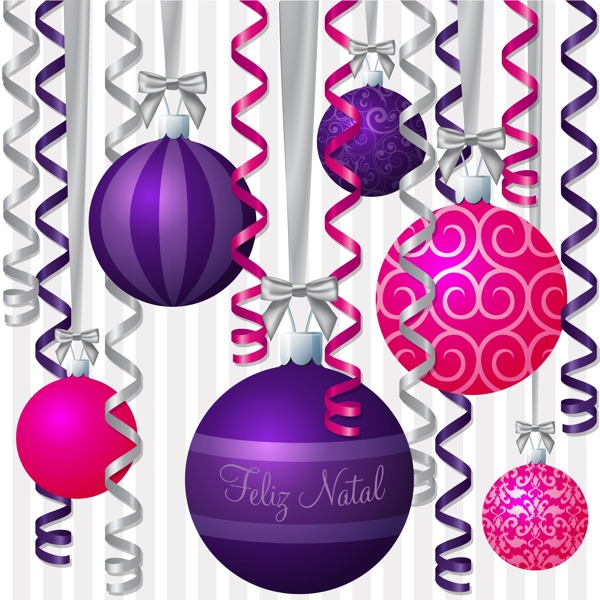 葡萄牙的粉红色和紫色的丝带和双重激励矢量格式的圣诞卡
