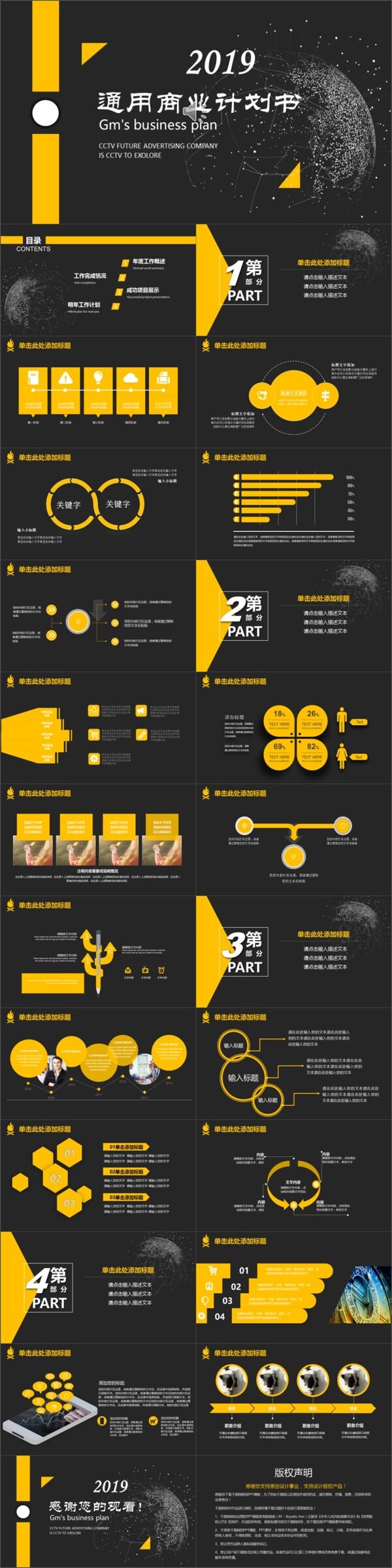 2019黄色科技商业计划书PPT模板