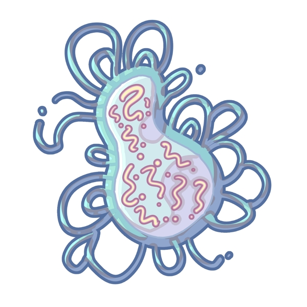 蓝色细菌卡通插画
