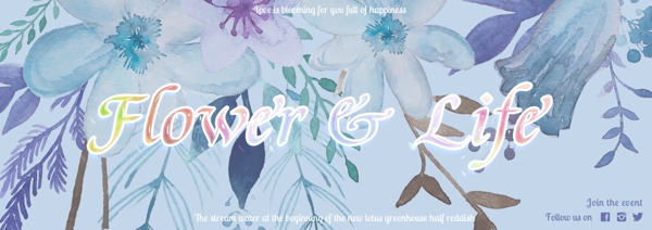 水彩花卉amp生活字体横幅