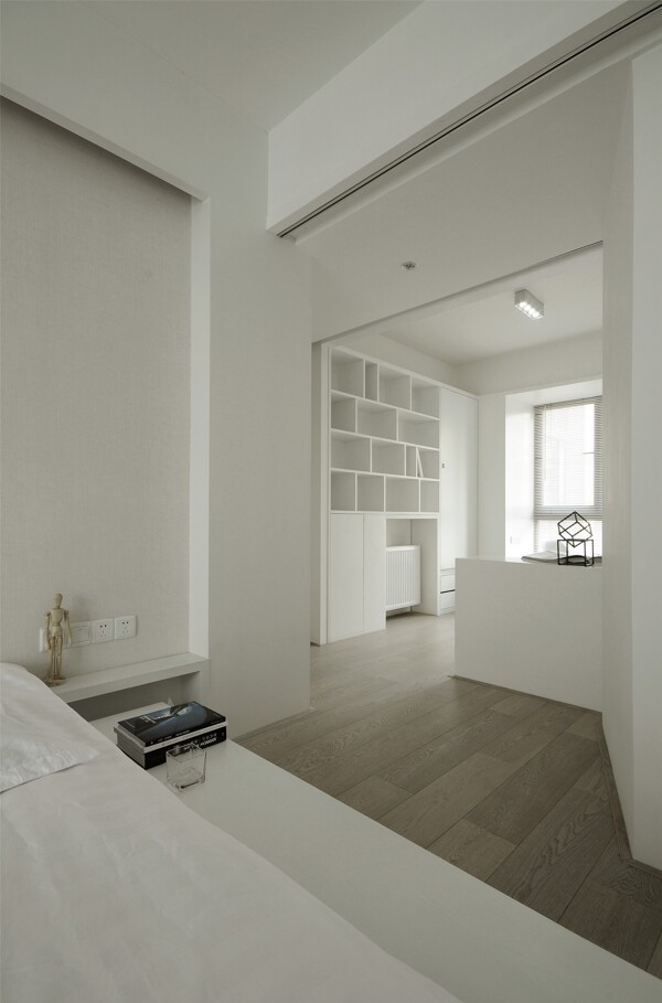 现代极简白色调卧室室内装修效果图