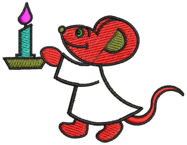 绣花动物老鼠蜡烛色彩免费素材