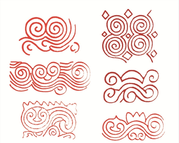 广西少数民族铜鼓雕纹样素材矢量