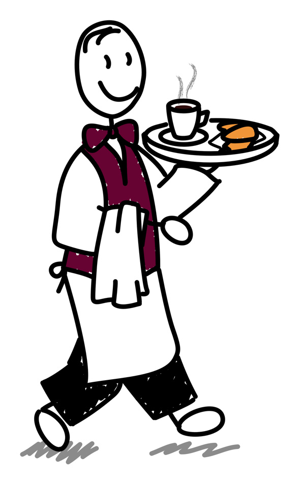 咖啡服务员插画图片