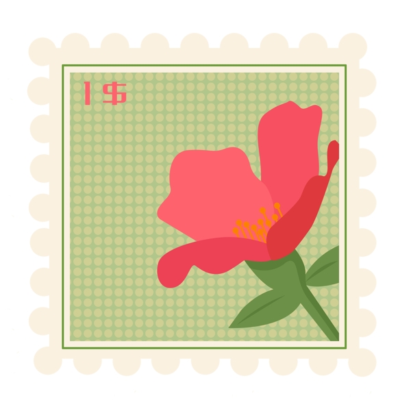 红色花枝邮票