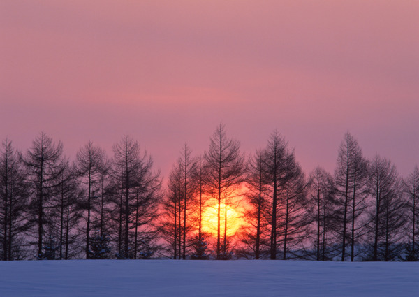 冬天日落风景图片