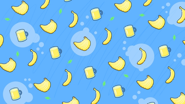 香蕉水果扁平化底纹装饰