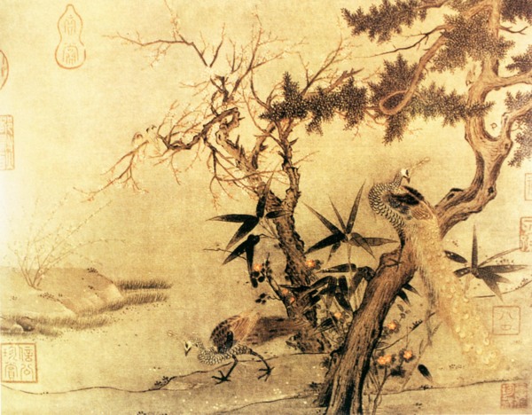 红梅孔雀图