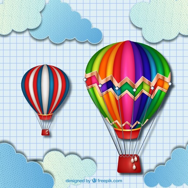 彩色热气球矢量图片