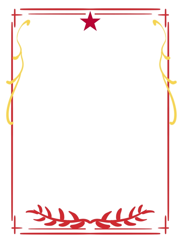 创意金色红色相间手绘边框