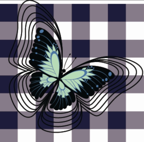 黑白格子蝴蝶放版线条图片